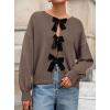 imagePRETTYGARDEN Cardigan Sweaters for Women Fall Fashion 2025 Bow Tie Front Long Sleeve Knit Sweater Tops Cute Winter ClothesCoffee