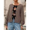 imagePRETTYGARDEN Cardigan Sweaters for Women Fall Fashion 2025 Bow Tie Front Long Sleeve Knit Sweater Tops Cute Winter ClothesCoffee