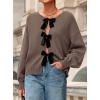 imagePRETTYGARDEN Cardigan Sweaters for Women Fall Fashion 2025 Bow Tie Front Long Sleeve Knit Sweater Tops Cute Winter ClothesCoffee