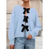 imagePRETTYGARDEN Cardigan Sweaters for Women Fall Fashion 2025 Bow Tie Front Long Sleeve Knit Sweater Tops Cute Winter ClothesLight Blue