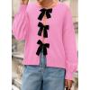 imagePRETTYGARDEN Cardigan Sweaters for Women Fall Fashion 2025 Bow Tie Front Long Sleeve Knit Sweater Tops Cute Winter ClothesPink