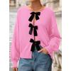 imagePRETTYGARDEN Cardigan Sweaters for Women Fall Fashion 2025 Bow Tie Front Long Sleeve Knit Sweater Tops Cute Winter ClothesPink