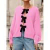 imagePRETTYGARDEN Cardigan Sweaters for Women Fall Fashion 2025 Bow Tie Front Long Sleeve Knit Sweater Tops Cute Winter ClothesPink