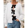 imagePRETTYGARDEN Cardigan Sweaters for Women Fall Fashion 2025 Bow Tie Front Long Sleeve Knit Sweater Tops Cute Winter ClothesWhite
