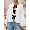 imagePRETTYGARDEN Cardigan Sweaters for Women Fall Fashion 2025 Bow Tie Front Long Sleeve Knit Sweater Tops Cute Winter ClothesWhite