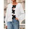 imagePRETTYGARDEN Cardigan Sweaters for Women Fall Fashion 2025 Bow Tie Front Long Sleeve Knit Sweater Tops Cute Winter ClothesWhite