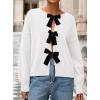 imagePRETTYGARDEN Cardigan Sweaters for Women Fall Fashion 2025 Bow Tie Front Long Sleeve Knit Sweater Tops Cute Winter ClothesWhite