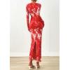 imagePRETTYGARDEN Fall Wedding Guest Dresses for Women 2025 Long Sleeve Ruched Sexy Bodycon Floral Mesh Cocktail Party Maxi DressBrick Red Floral