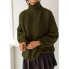 imagePRETTYGARDEN Oversized Sweaters for Women Fall Clothes 2025 Long Sleeve Mock Neck Tops Chunky Knit Pullover Winter ClothingArmy Green