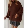 imagePRETTYGARDEN Oversized Sweaters for Women Fall Clothes 2025 Long Sleeve Mock Neck Tops Chunky Knit Pullover Winter ClothingBrown