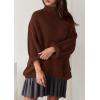 imagePRETTYGARDEN Oversized Sweaters for Women Fall Clothes 2025 Long Sleeve Mock Neck Tops Chunky Knit Pullover Winter ClothingBrown