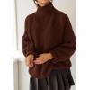 imagePRETTYGARDEN Oversized Sweaters for Women Fall Clothes 2025 Long Sleeve Mock Neck Tops Chunky Knit Pullover Winter ClothingBrown