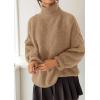 imagePRETTYGARDEN Oversized Sweaters for Women Fall Clothes 2025 Long Sleeve Mock Neck Tops Chunky Knit Pullover Winter ClothingKhaki