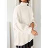 imagePRETTYGARDEN Oversized Sweaters for Women Fall Clothes 2025 Long Sleeve Mock Neck Tops Chunky Knit Pullover Winter ClothingWhite