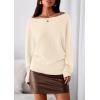 imagePRETTYGARDEN Women Off The Shoulder Sweater 2025 Fall Trendy Long Batwing Sleeve Knit Pullover Going Out Tops Winter ClothingBeige
