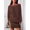 imagePRETTYGARDEN Women Off The Shoulder Sweater 2025 Fall Trendy Long Batwing Sleeve Knit Pullover Going Out Tops Winter ClothingBrown