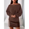 imagePRETTYGARDEN Women Off The Shoulder Sweater 2025 Fall Trendy Long Batwing Sleeve Knit Pullover Going Out Tops Winter ClothingBrown