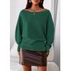 imagePRETTYGARDEN Women Off The Shoulder Sweater 2025 Fall Trendy Long Batwing Sleeve Knit Pullover Going Out Tops Winter ClothingGreen