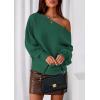 imagePRETTYGARDEN Women Off The Shoulder Sweater 2025 Fall Trendy Long Batwing Sleeve Knit Pullover Going Out Tops Winter ClothingGreen