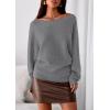 imagePRETTYGARDEN Women Off The Shoulder Sweater 2025 Fall Trendy Long Batwing Sleeve Knit Pullover Going Out Tops Winter ClothingGrey