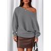 imagePRETTYGARDEN Women Off The Shoulder Sweater 2025 Fall Trendy Long Batwing Sleeve Knit Pullover Going Out Tops Winter ClothingGrey
