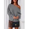 imagePRETTYGARDEN Women Off The Shoulder Sweater 2025 Fall Trendy Long Batwing Sleeve Knit Pullover Going Out Tops Winter ClothingGrey