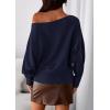 imagePRETTYGARDEN Women Off The Shoulder Sweater 2025 Fall Trendy Long Batwing Sleeve Knit Pullover Going Out Tops Winter ClothingNavy Blue