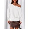 imagePRETTYGARDEN Women Off The Shoulder Sweater 2025 Fall Trendy Long Batwing Sleeve Knit Pullover Going Out Tops Winter ClothingWhite