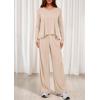 imagePRETTYGARDEN Womens 2 Piece Lounge Fall Sets 2025 Casual Long Sleeve Pajamas Comfy Pants Matching Travel Outfits ClothesBeige