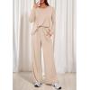 imagePRETTYGARDEN Womens 2 Piece Lounge Fall Sets 2025 Casual Long Sleeve Pajamas Comfy Pants Matching Travel Outfits ClothesBeige
