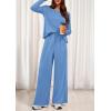 imagePRETTYGARDEN Womens 2 Piece Lounge Fall Sets 2025 Casual Long Sleeve Pajamas Comfy Pants Matching Travel Outfits ClothesBlue