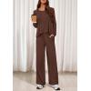imagePRETTYGARDEN Womens 2 Piece Lounge Fall Sets 2025 Casual Long Sleeve Pajamas Comfy Pants Matching Travel Outfits ClothesBrown