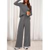 imagePRETTYGARDEN Womens 2 Piece Lounge Fall Sets 2025 Casual Long Sleeve Pajamas Comfy Pants Matching Travel Outfits ClothesDark Grey
