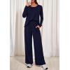 imagePRETTYGARDEN Womens 2 Piece Lounge Fall Sets 2025 Casual Long Sleeve Pajamas Comfy Pants Matching Travel Outfits ClothesNavy Blue