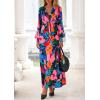 imagePRETTYGARDEN Womens 2025 Fall Wedding Guest Dresses Floral Long Sleeve V Neck Belted Long Flowy Boho Maxi DressFloral Black
