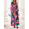 imagePRETTYGARDEN Womens 2025 Fall Wedding Guest Dresses Floral Long Sleeve V Neck Belted Long Flowy Boho Maxi DressFloral Black