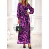 imagePRETTYGARDEN Womens 2025 Fall Wedding Guest Dresses Floral Long Sleeve V Neck Belted Long Flowy Boho Maxi DressFloral Purple