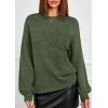 imagePRETTYGARDEN Womens Sweaters 2025 Fall Fashion Long Sleeve Crewneck Floral Knit Pullover Sweater Tops Winter ClothesArmy Green