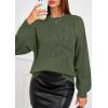 imagePRETTYGARDEN Womens Sweaters 2025 Fall Fashion Long Sleeve Crewneck Floral Knit Pullover Sweater Tops Winter ClothesArmy Green