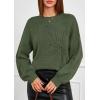 imagePRETTYGARDEN Womens Sweaters 2025 Fall Fashion Long Sleeve Crewneck Floral Knit Pullover Sweater Tops Winter ClothesArmy Green