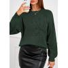 imagePRETTYGARDEN Womens Sweaters 2025 Fall Fashion Long Sleeve Crewneck Floral Knit Pullover Sweater Tops Winter ClothesDark Green