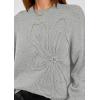 imagePRETTYGARDEN Womens Sweaters 2025 Fall Fashion Long Sleeve Crewneck Floral Knit Pullover Sweater Tops Winter ClothesLight Grey
