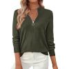 imagePRETTYGARDEN Womens Sweaters Quarter Zip Knit Long Sleeve Business Casual Pullover Tops 2025 Fall Fashion Work OutfitsArmy Green
