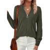 imagePRETTYGARDEN Womens Sweaters Quarter Zip Knit Long Sleeve Business Casual Pullover Tops 2025 Fall Fashion Work OutfitsArmy Green