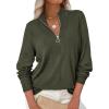imagePRETTYGARDEN Womens Sweaters Quarter Zip Knit Long Sleeve Business Casual Pullover Tops 2025 Fall Fashion Work OutfitsArmy Green