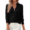 imagePRETTYGARDEN Womens Sweaters Quarter Zip Knit Long Sleeve Business Casual Pullover Tops 2025 Fall Fashion Work OutfitsBlack