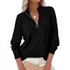 imagePRETTYGARDEN Womens Sweaters Quarter Zip Knit Long Sleeve Business Casual Pullover Tops 2025 Fall Fashion Work OutfitsBlack