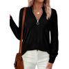 imagePRETTYGARDEN Womens Sweaters Quarter Zip Knit Long Sleeve Business Casual Pullover Tops 2025 Fall Fashion Work OutfitsBlack