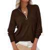 imagePRETTYGARDEN Womens Sweaters Quarter Zip Knit Long Sleeve Business Casual Pullover Tops 2025 Fall Fashion Work OutfitsBrown