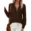 imagePRETTYGARDEN Womens Sweaters Quarter Zip Knit Long Sleeve Business Casual Pullover Tops 2025 Fall Fashion Work OutfitsBrown